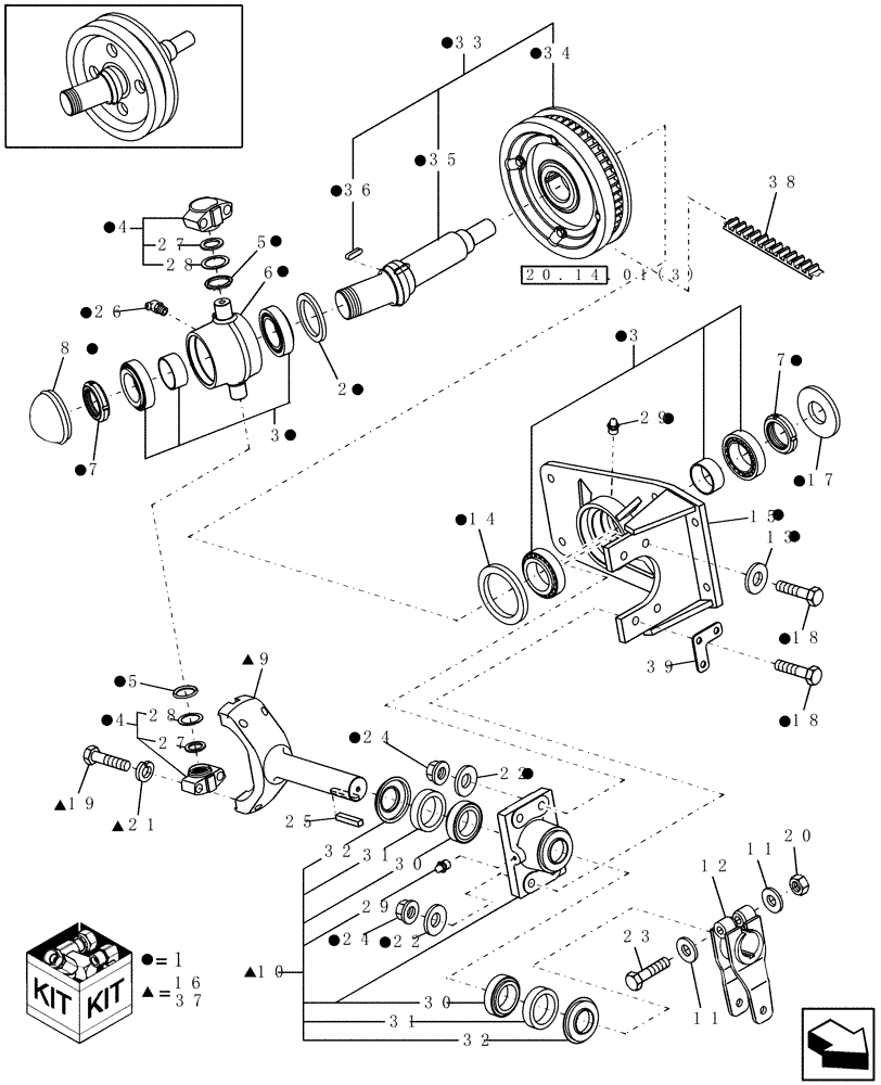 Схема запчастей Case IH HSX142 - (20.14.01[2]) - WOBBLE ASSEMBLY, TIMED (58) - ATTACHMENTS/HEADERS