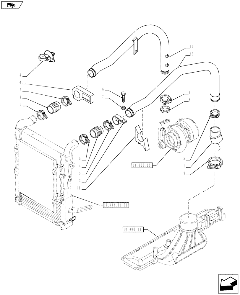 Схема запчастей Case IH PUMA 230 - (10.408.02) - INTERCOOLER AND CONDENSER - PIPES (10) - ENGINE