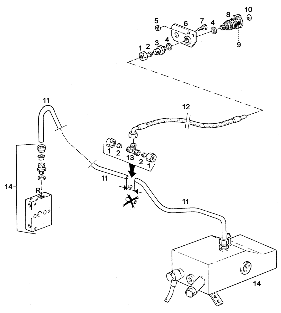 Схема запчастей Case IH C55 - (08-15[01]) - PRESSURELESS RETURN OF 2. HYDRAULIC CIRCUIT (08) - HYDRAULICS