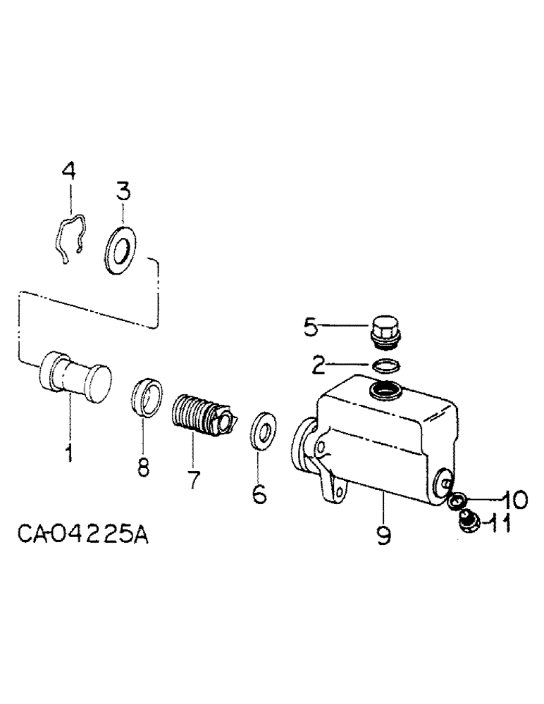 Схема запчастей Case IH 4386 - (04-11) - BRAKES, MASTER BRAKE CYLINDER, 4386 TRACTORS WITH SERIAL NO. 1500 AND BELOW, ALL 4366 TRACTORS (5.1) - BRAKES