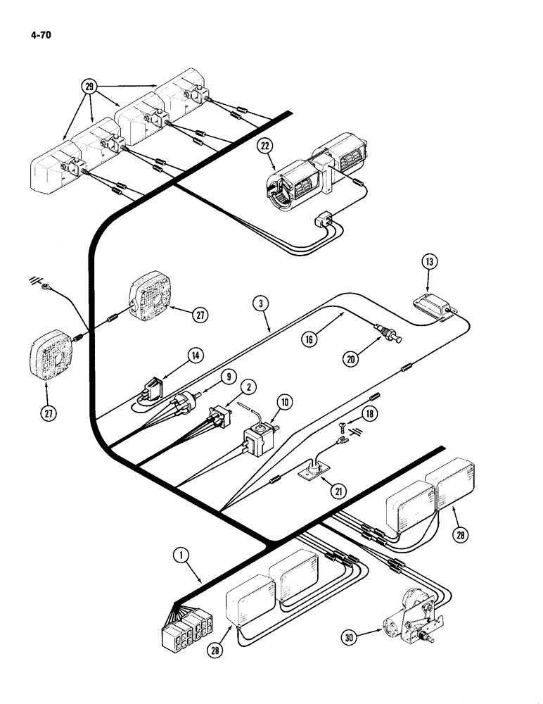 Схема запчастей Case IH 2094 - (4-070) - CAB HEADLINER WIRING (04) - ELECTRICAL SYSTEMS