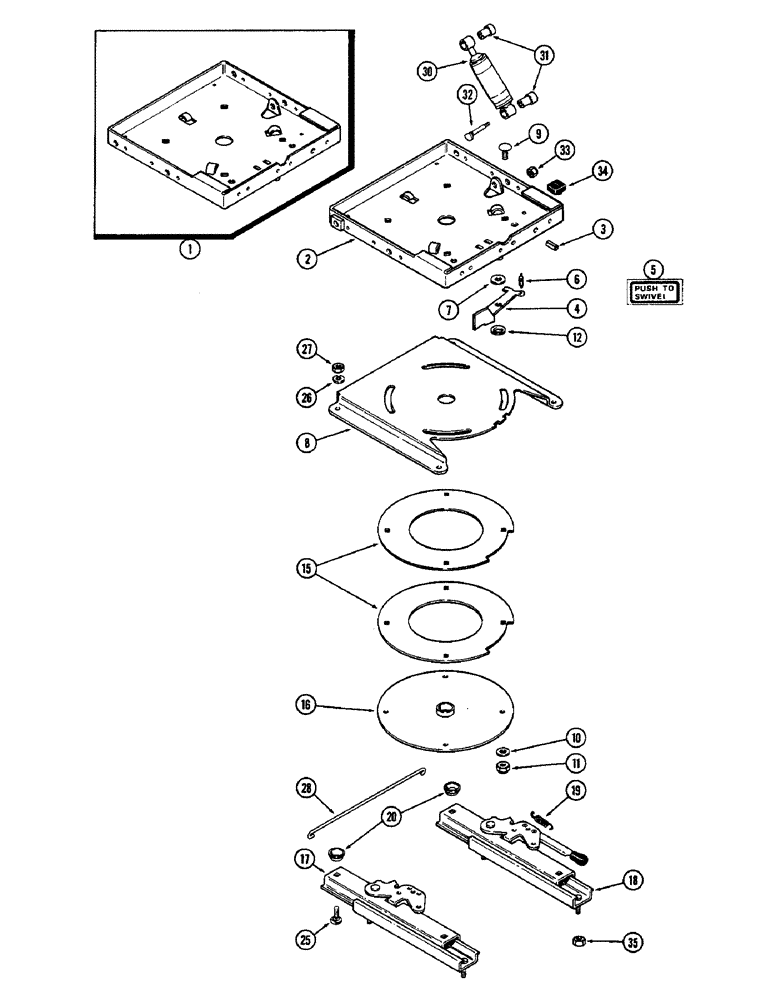 Схема запчастей Case IH 2590 - (9-348) - SWIVEL SEAT ASSEMBLY, SWIVEL BASE AND MOUNTING (09) - CHASSIS/ATTACHMENTS