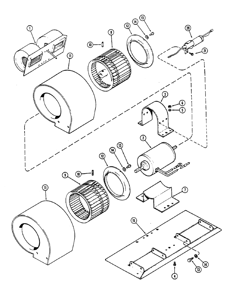 Схема запчастей Case IH 2390 - (9-384) - CAB, BLOWER ASSEMBLY, PRIOR TO CAB SERIAL NO. 12051570 (09) - CHASSIS/ATTACHMENTS