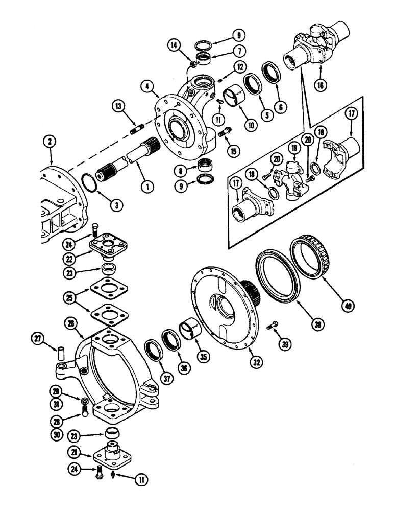 Схема запчастей Case IH 4890 - (6-192) - FRONT AXLE ASSEMBLY, LH TRUNNION, SPINDLE AND SHAFT (06) - POWER TRAIN