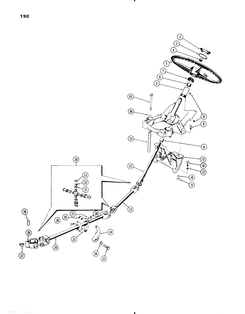 Схема запчастей Case IH 470 - (190) - STEERING WHEEL AND LINKAGE, 470 WITH DUAL FRONT WHEEL (05) - STEERING