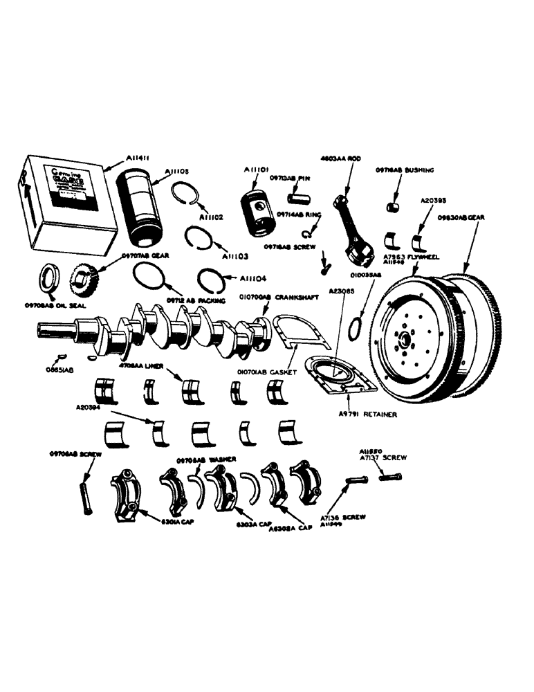 Схема запчастей Case IH 700 - (044) - POWRCEL DIESEL, PISTONS, CONNECTING RODS AND CRANKSHAFT (02) - ENGINE