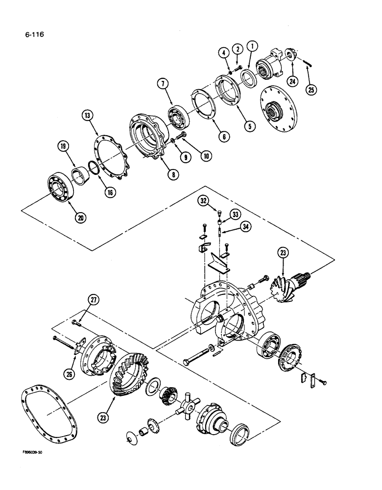 Схема запчастей Case IH 9280 - (6-116) - STANDARD AXLE ASSEMBLY DIFFERENTIAL & CARRIER (06) - POWER TRAIN