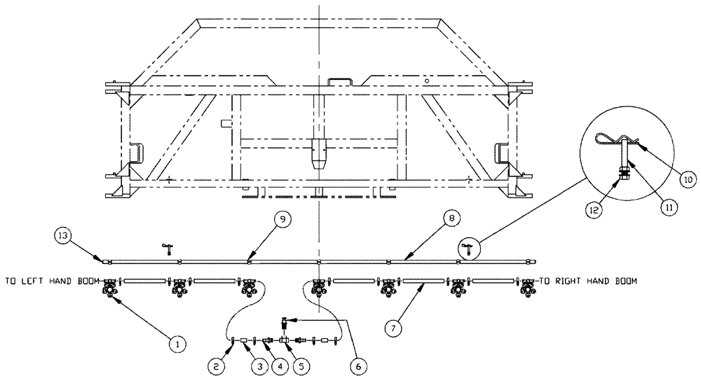 Схема запчастей Case IH 3150 - (09-016) - 75 CENTER, 5-BOOM SHUTOFF, 20" NOZZLE SPACING Liquid Plumbing