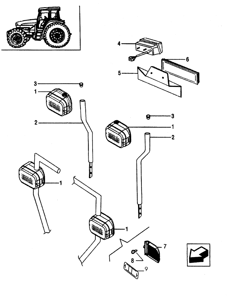 Схема запчастей Case IH JX65 - (1.75.6/01[02]) - (VAR.007) NORTH AMERICA VERSION - HEADLIGHTS (06) - ELECTRICAL SYSTEMS