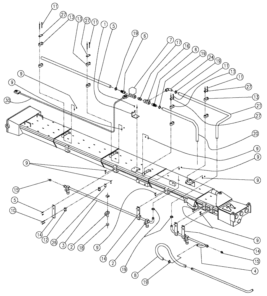 Схема запчастей Case IH 810 - (10-007) - WET BOOM, 2.5", LH, INNER, 60 Wet Kit