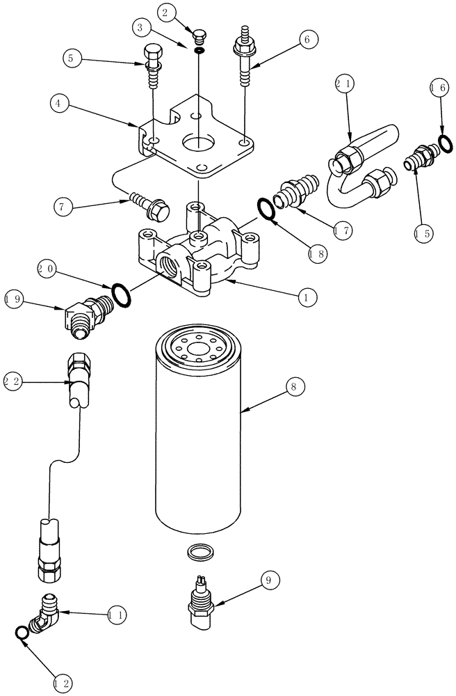 Схема запчастей Case IH CPX620 - (03-03) - FUEL FILTER AND CONNECTIONS - BSN Y6T011701 (02) - FUEL SYSTEM