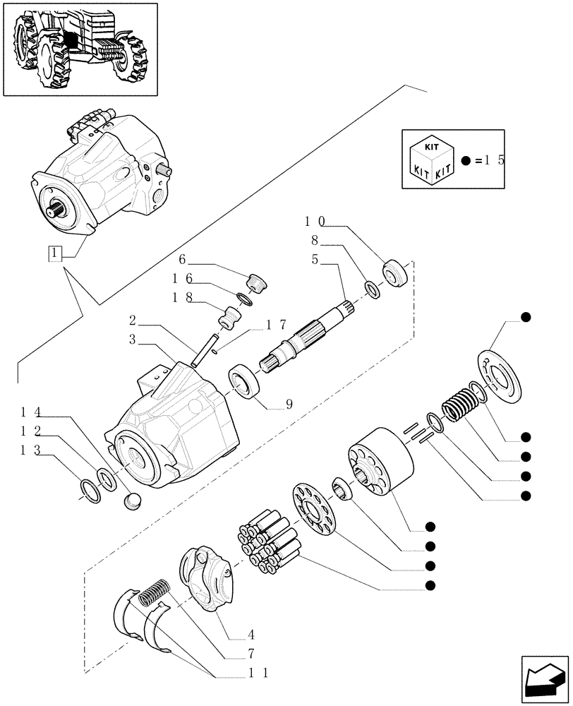 Схема запчастей Case IH PUMA 195 - (1.32.8/01A[02]) - (VAR.004-481) 150 L/MIN PUMP CCLS W/EDC - HYDRAULIC PUMP - BREAKDOWN (03) - TRANSMISSION