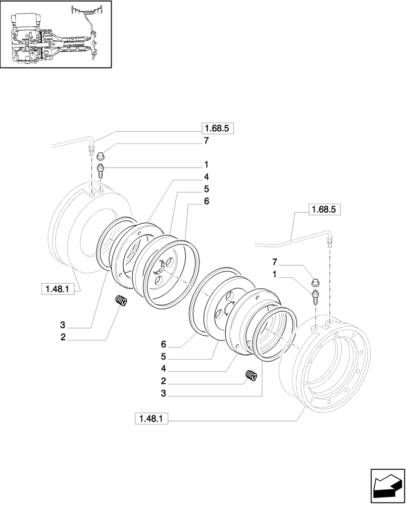 Схема запчастей Case IH JX1095N - (1.65.3) - PARKING BRAKE SYSTEM (05) - REAR AXLE