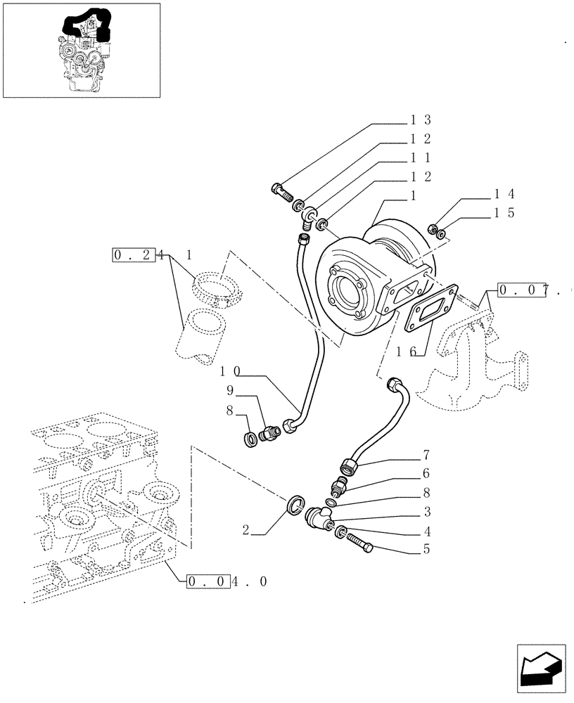 Схема запчастей Case IH JX1095N - (0.24.0) - SUPERCHARGING (01) - ENGINE