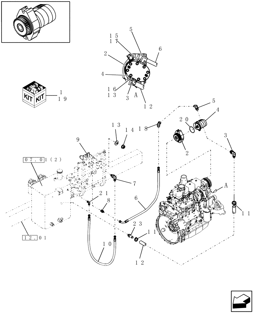 Схема запчастей Case IH WD2303 - (18.17) - DIA. AUXILIARY ENGINE-MOUNTED HYDRAULIC DRIVE KIT (18) - ACCESSORIES