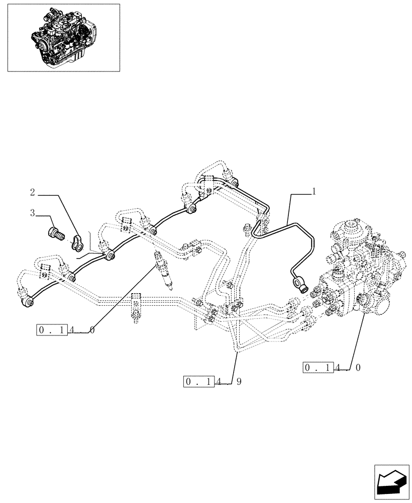 Схема запчастей Case IH F4GE0684G D600 - (0.20.4[01]) - INJECTION EQUIPMENT - PIPING (504063701) 