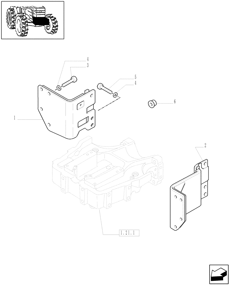 Схема запчастей Case IH JX1085C - (1.21.1/03) - (VAR.489) FRONT LOADER BRACKETS - BRACKETS (03) - TRANSMISSION