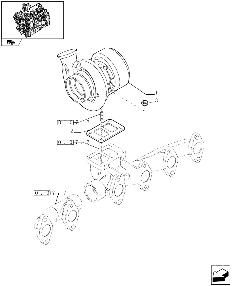 Схема запчастей Case IH PUMA 140 - (0.24.0) - TURBOCHARGER (01) - ENGINE