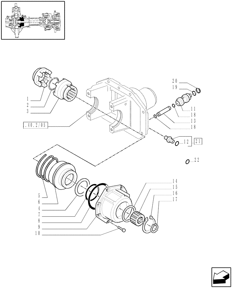 Схема запчастей Case IH MXU110 - (1.40.2/08) - (VAR.301/1-358/1) 4WD FRONT AXLE WITH SUSPENSIONS AND TERRALOCK - DIFFERENTIAL LOCK (04) - FRONT AXLE & STEERING