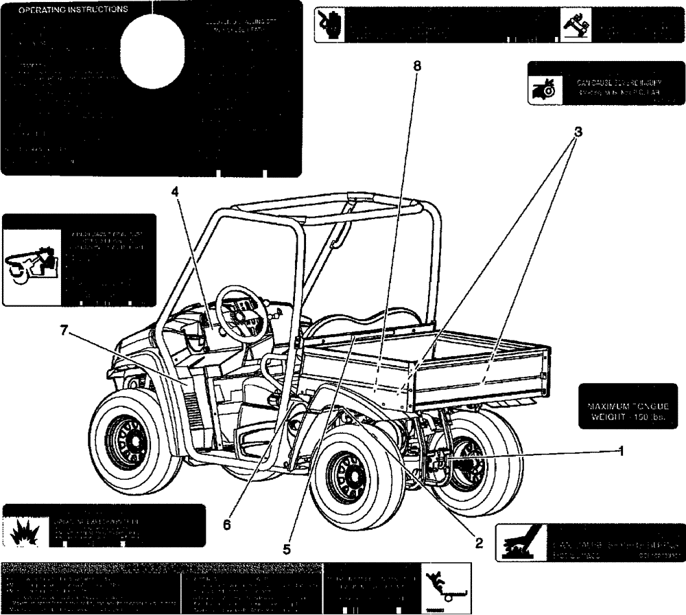 Схема запчастей Case IH SCOUT - (90.108.01[02]) - SAFETY DECALS, CONTINUED (90) - PLATFORM, CAB, BODYWORK AND DECALS