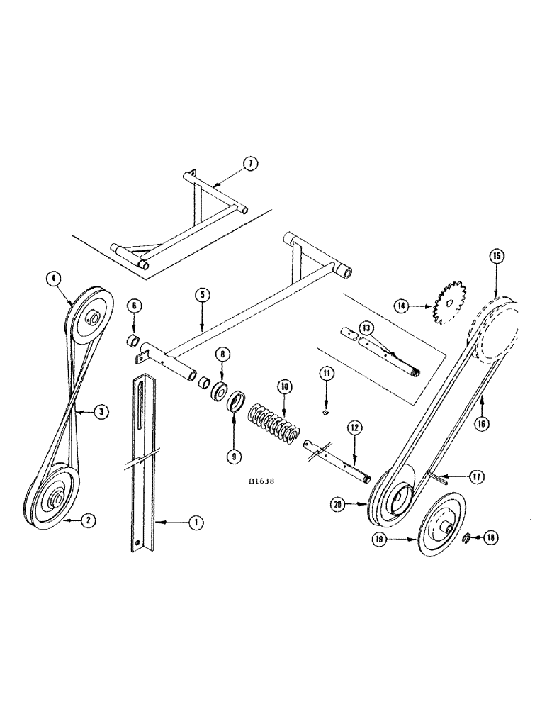 Схема запчастей Case IH 660 - (028) - PICKUP DRIVE JACKSHAFT, FOUR AND FIVE BELT 