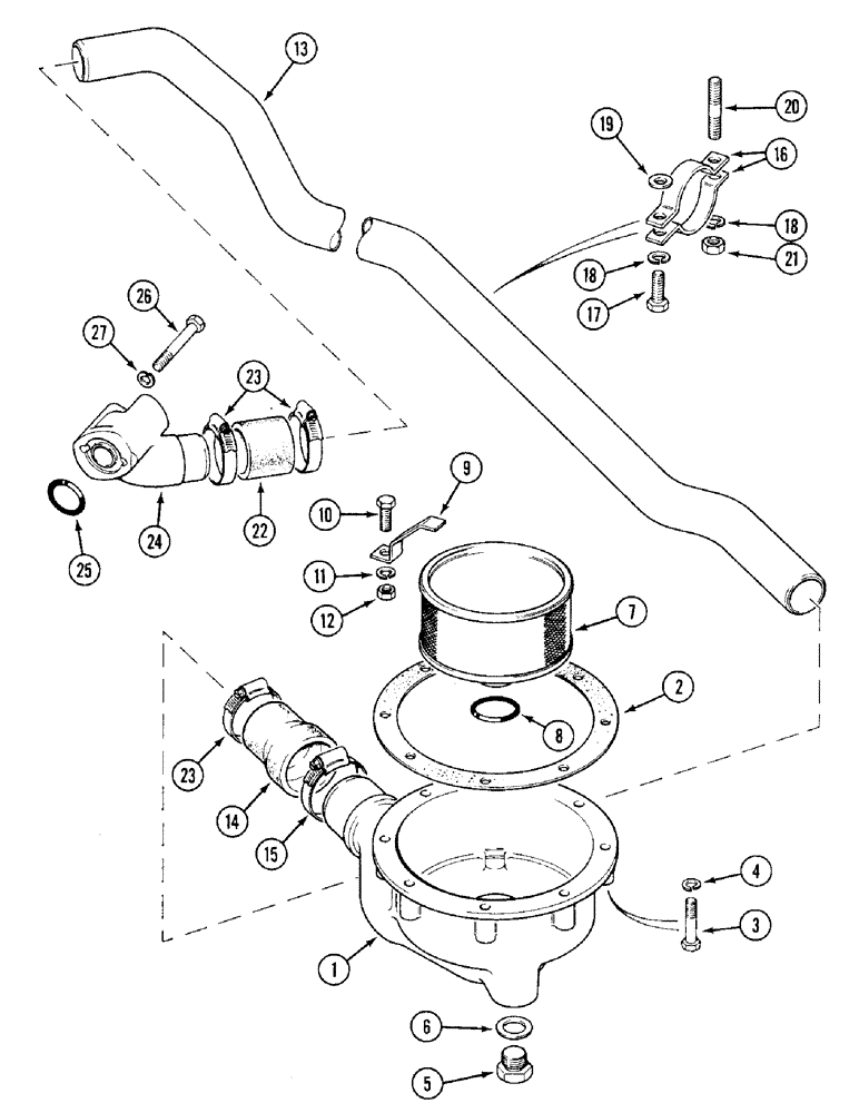 Схема запчастей Case IH 1394 - (8-298) - HYDRAULIC INLET FILTER, SYNCHROMESH TRACTOR (08) - HYDRAULICS