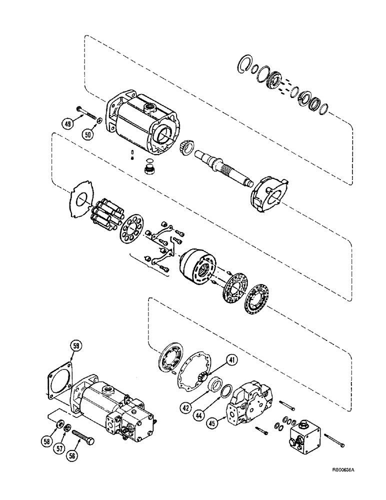 Схема запчастей Case IH 1680 - (6-44) - HYDROSTATIC MOTOR, SINGLE SPEED, P.I.N. JJC004502 AND AFTER (CONTD) (03) - POWER TRAIN