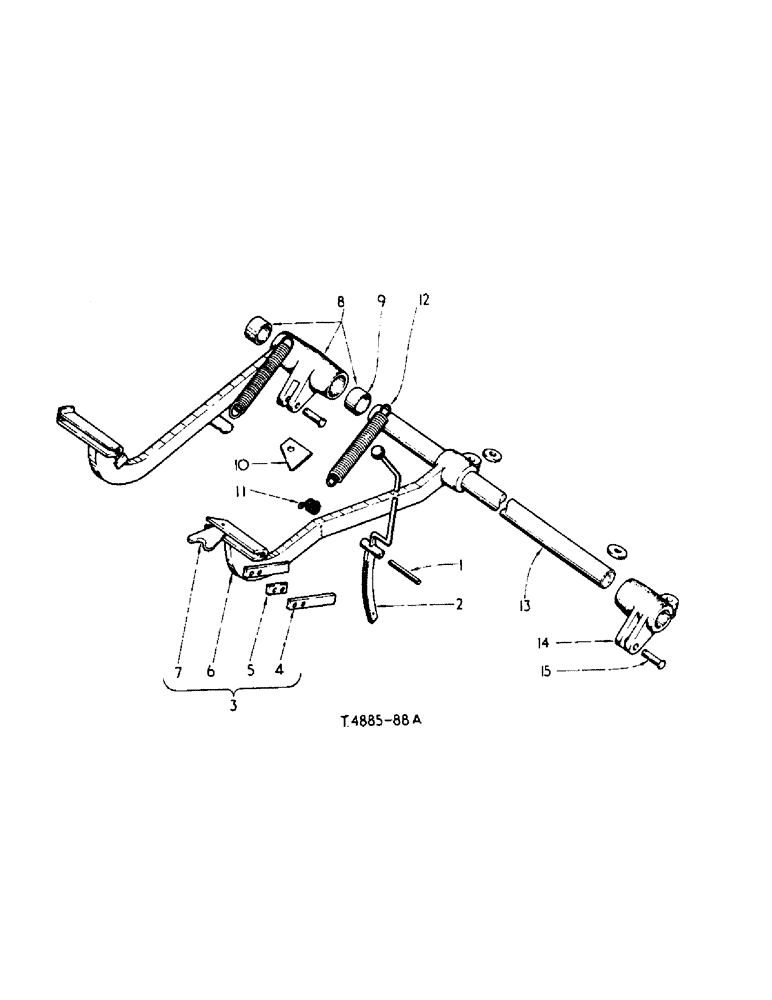 Схема запчастей Case IH 354 - (4-34) - CHASSIS, BRAKE PEDALS AND LOCK LEVER, U.S.A. AND CANADIAN MARKET (12) - CHASSIS