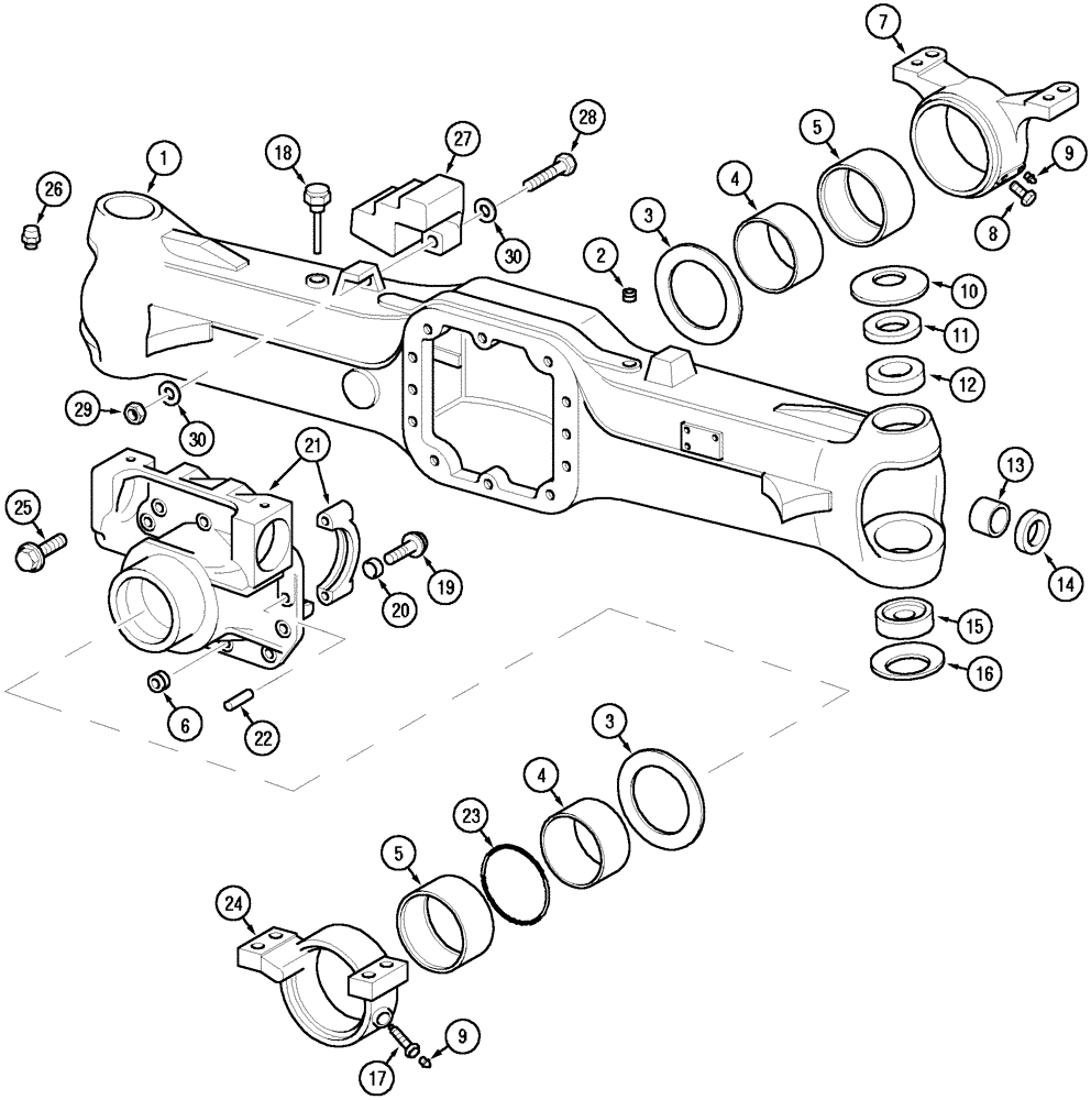 Схема запчастей Case IH MX90C - (05-10) - AXLE HOUSING - M.F.D., MX80C : 20.14 (05) - STEERING