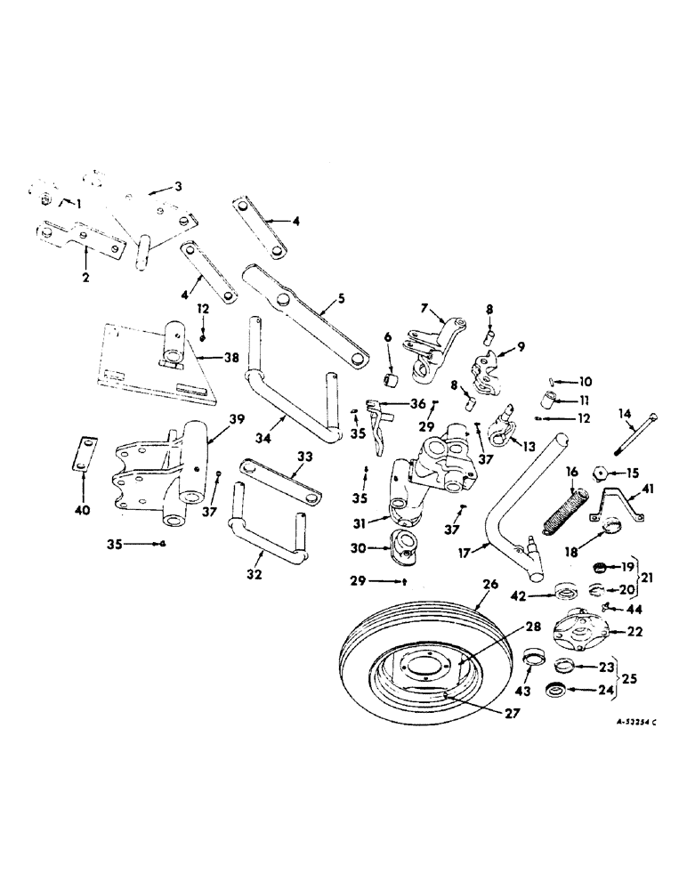 Схема запчастей Case IH 60 - (D-16) - REAR FURROW WHEEL AND AXLE 