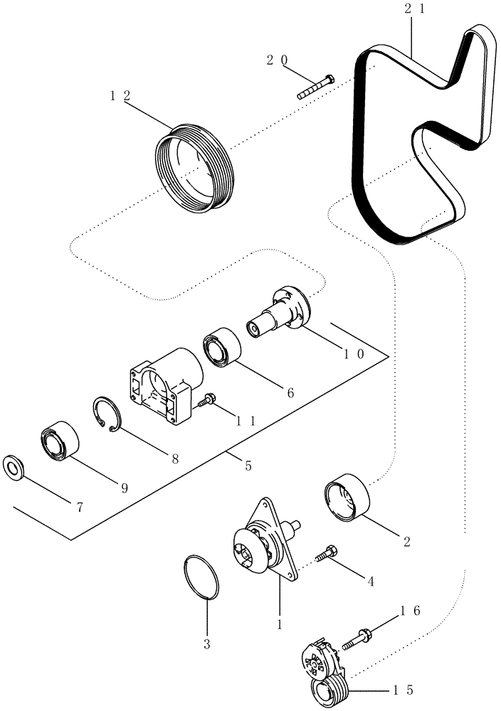 Схема запчастей Case IH PX190 - (02-07) - WATER PUMP SYSTEM (02) - ENGINE