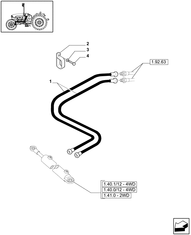 Схема запчастей Case IH JX1060C - (1.42.0[02]) - SERVO-ASSISTED STEERING HYDRAULIC SYSTEM (04) - FRONT AXLE & STEERING