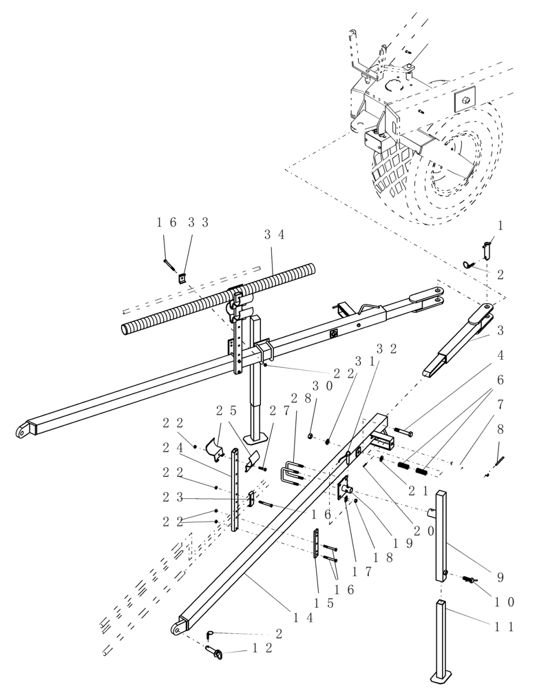 Схема запчастей Case IH ADX2180 - (F.10.D[17]) - TOW BEHIND PLANTER FIELD HITCH F - Frame Positioning