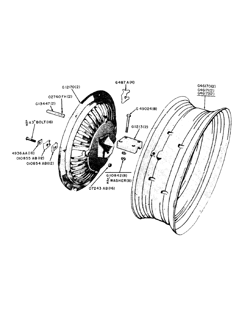 Схема запчастей Case IH 300-SERIES - (116) - REAR WHEEL AND RIM, 302-312 GENERAL PURPOSE (06) - POWER TRAIN