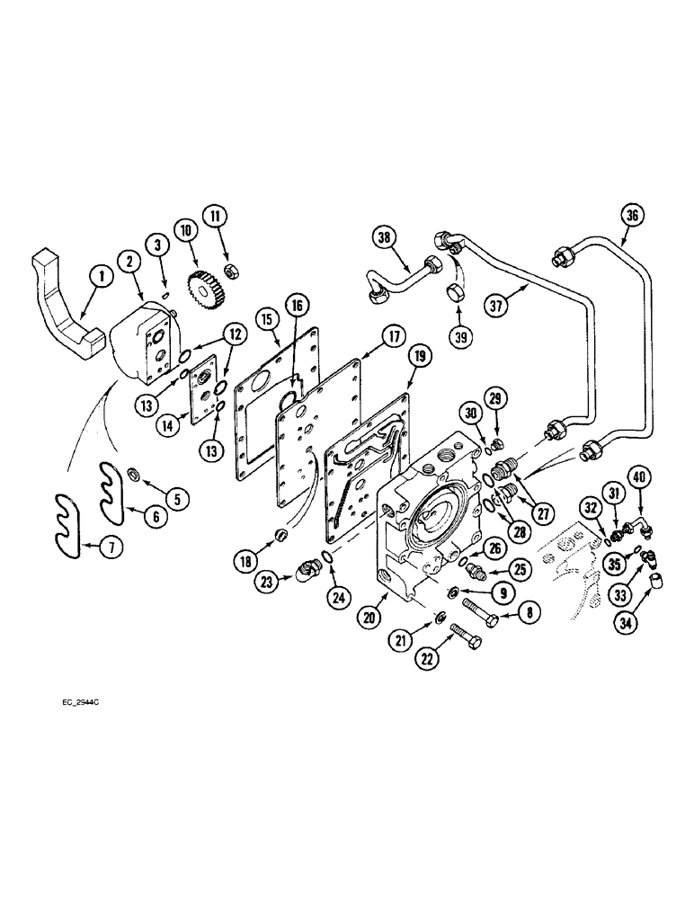 Схема запчастей Case IH 4240 - (8-08) - HYDRAULIC POWER SUPPLY, MULTIPLE CONTROL VALVE AND TUBES (08) - HYDRAULICS