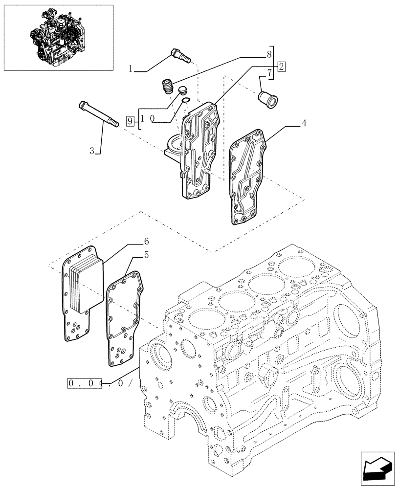 Схема запчастей Case IH JX1070U - (0.31.5) - HEAT EXCHANGER - ENGINE (01) - ENGINE