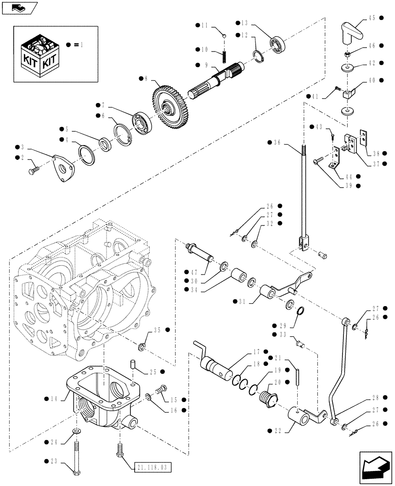 Схема запчастей Case IH FARMALL 40B - (88.100.01) - DIA KIT, MID PTO - MT20022005 (88) - ACCESSORIES