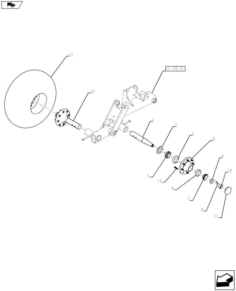 Схема запчастей Case IH 930 - (44.100.02) - 42-47 MAIN FRAME TANDEM HUB ASSEMBLY (44) - WHEELS