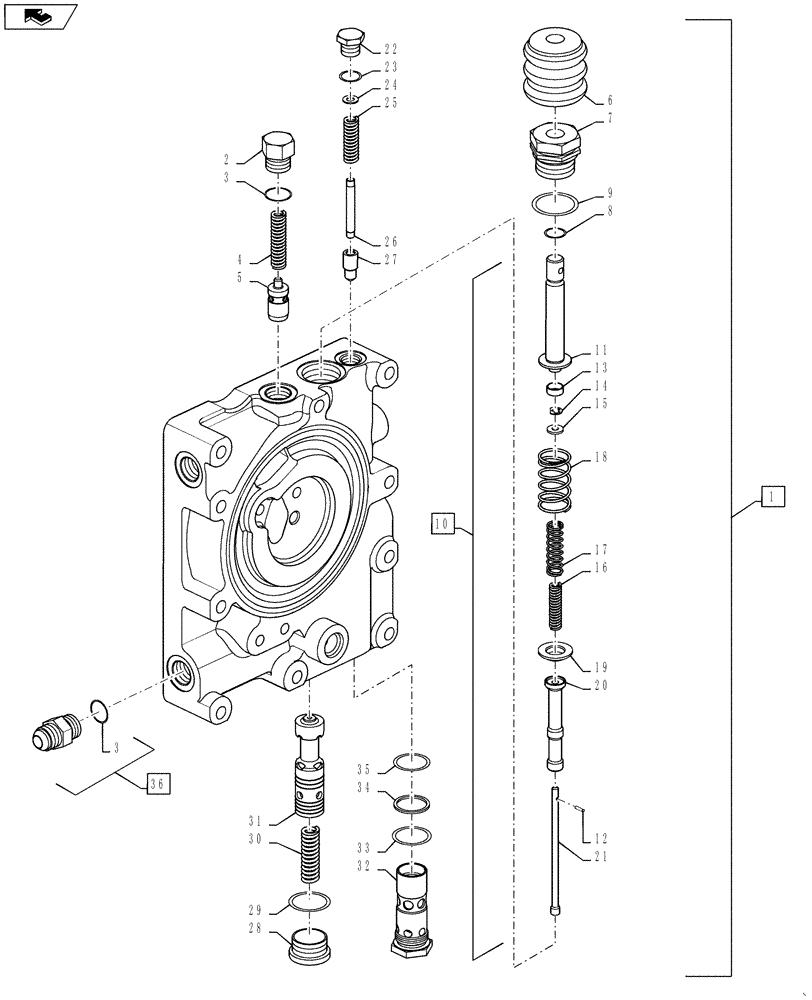 Схема запчастей Case IH 3220 - (8-010) - HYDRAULIC POWER SUPPLY, MULTIPLE CONTROL VALVE (08) - HYDRAULICS