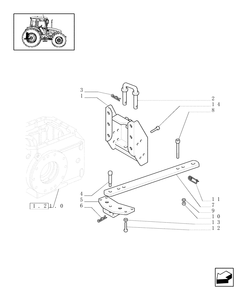 Схема запчастей Case IH JX80 - (1.89.0/01) - (VAR.905) DRAWBAR AND SUPPORT WITHOUT PIN (HOLE DIAMETER 33 MM) (09) - IMPLEMENT LIFT