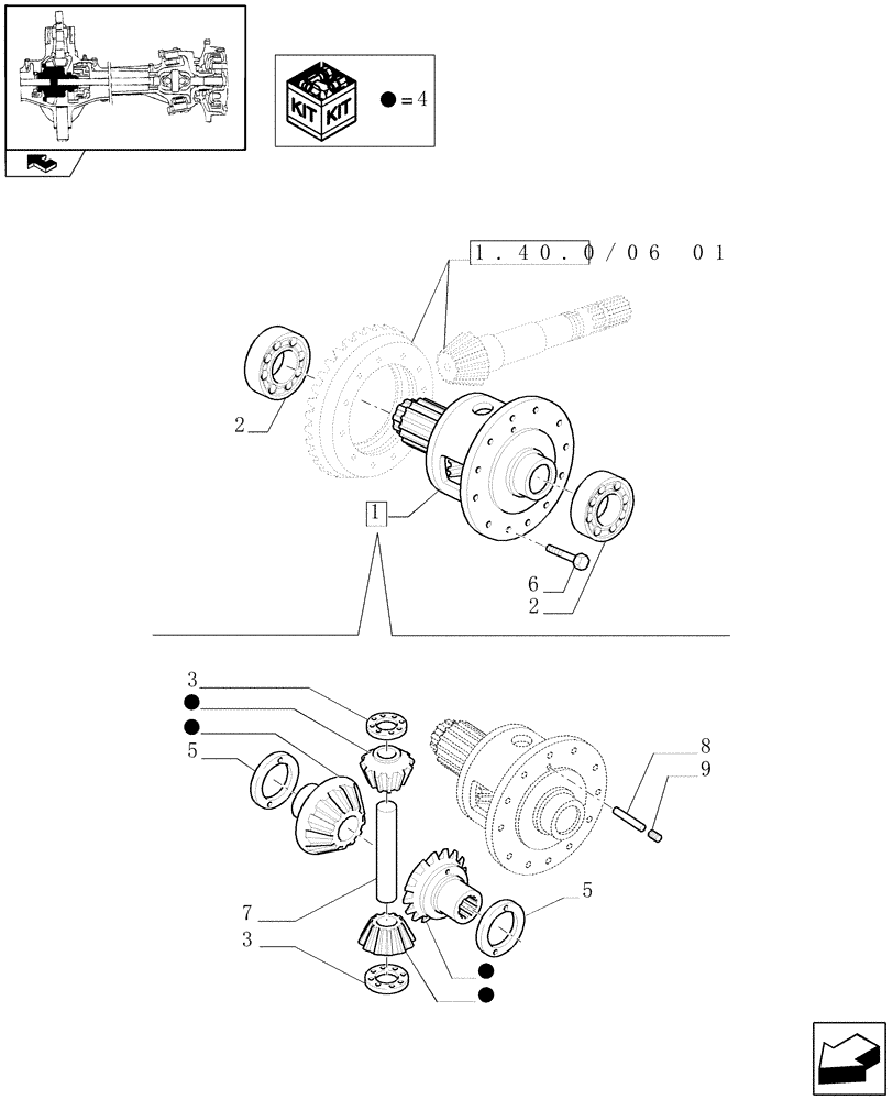 Схема запчастей Case IH PUMA 225 - (1.40.0/07) - FRONT AXLE - DIFFERENTIAL LOCKING (04) - FRONT AXLE & STEERING