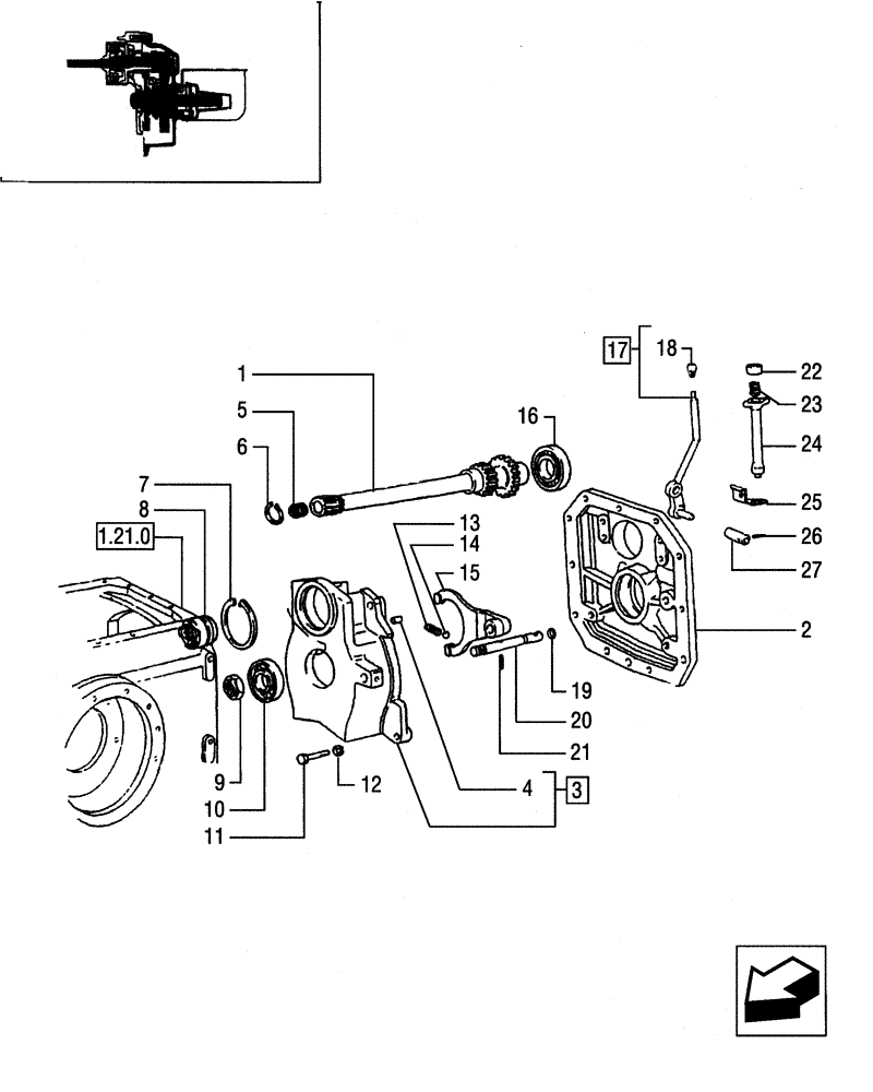 Схема запчастей Case IH JX95 - (1.80.1[04]) - POWER TAKE-OFF - SHAFT, COVER, LEVER AND GUARD (07) - HYDRAULIC SYSTEM