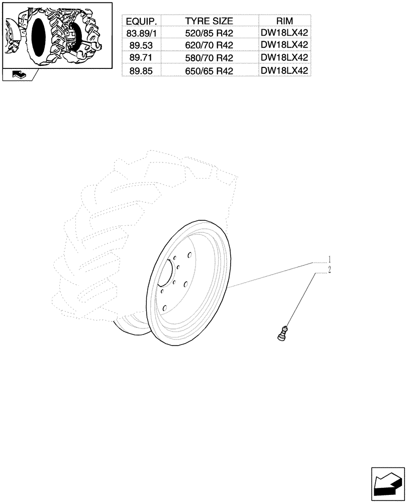 Схема запчастей Case IH PUMA 195 - (83.00[12]) - REAR WHEELS (11) - WHEELS/TRACKS