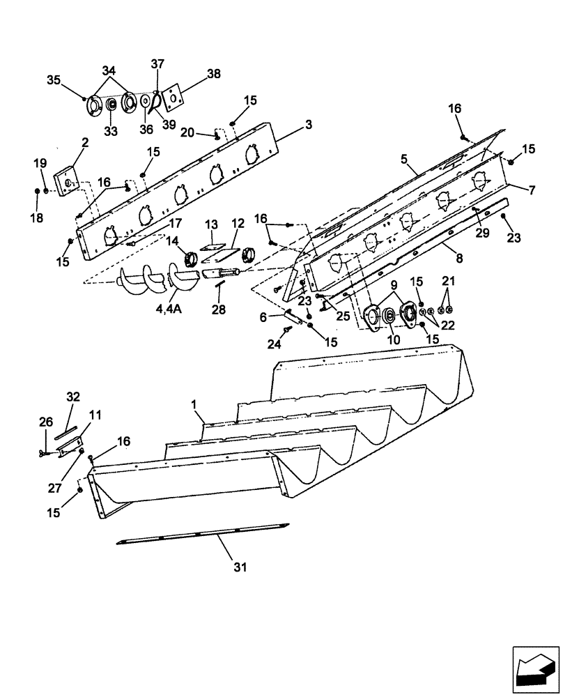 Схема запчастей Case IH 2577 - (66.360.16) - AUGER BED (66) - THRESHING