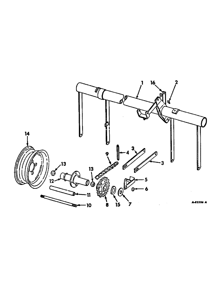 Схема запчастей Case IH 66-SERIES - (U-16) - FRAME AND WHEEL, FOR 2-ROW PLANTERS 