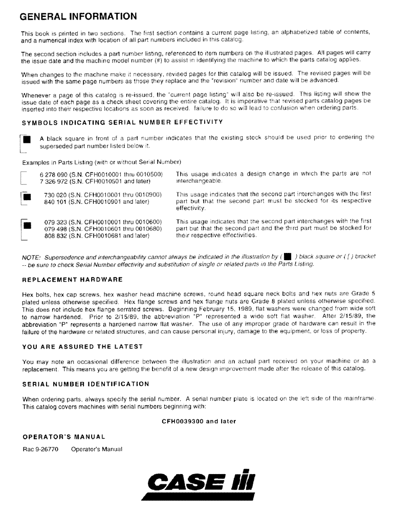Схема запчастей Case IH 8725 - (1-1) - GENERAL INFORMATION 