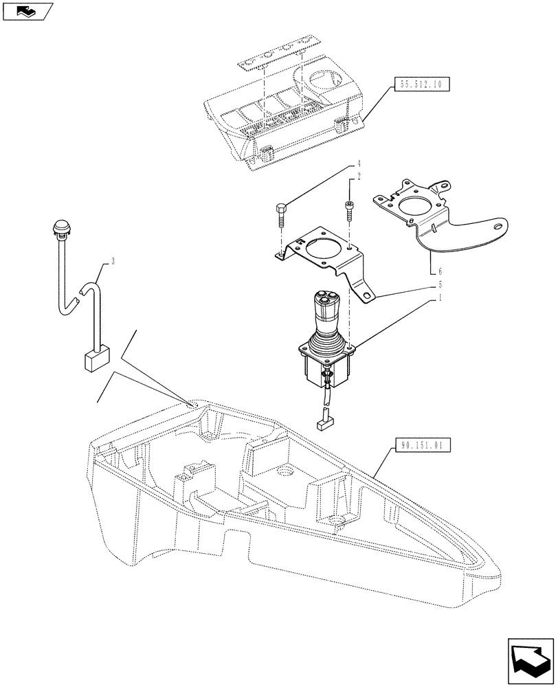 Схема запчастей Case IH PUMA 145 - (55.512.11) - VAR - 743687, 334782, 337782 - ELECTRONIC JOYSTICK WITH 3 BUTTONS FOR ANCILLARY SELECTION (55) - ELECTRICAL SYSTEMS