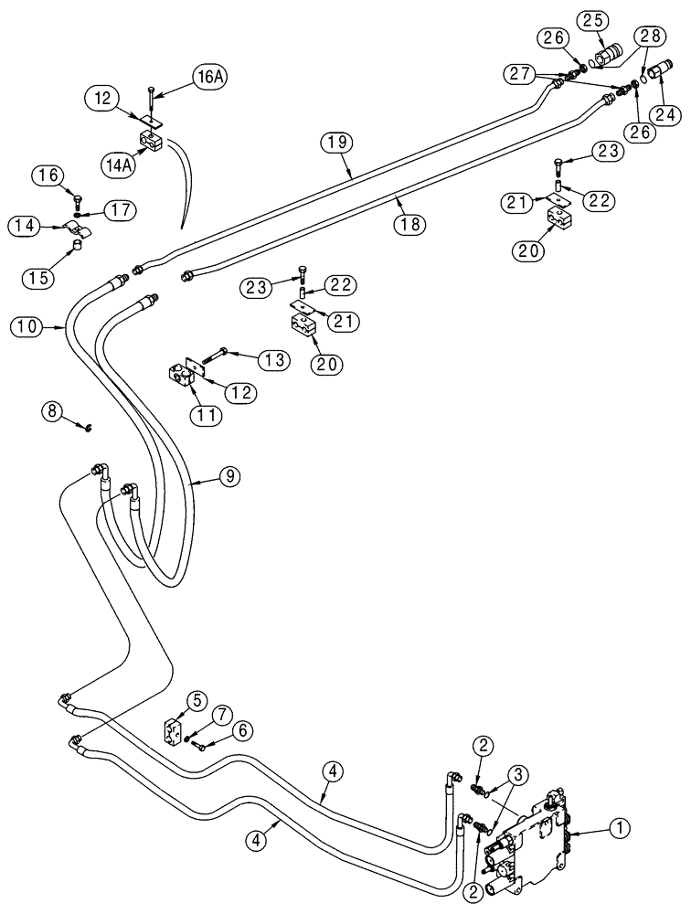 Схема запчастей Case IH 75XT - (08-07) - HYDRAULICS - AUXILIARY SYSTEM (08) - HYDRAULICS