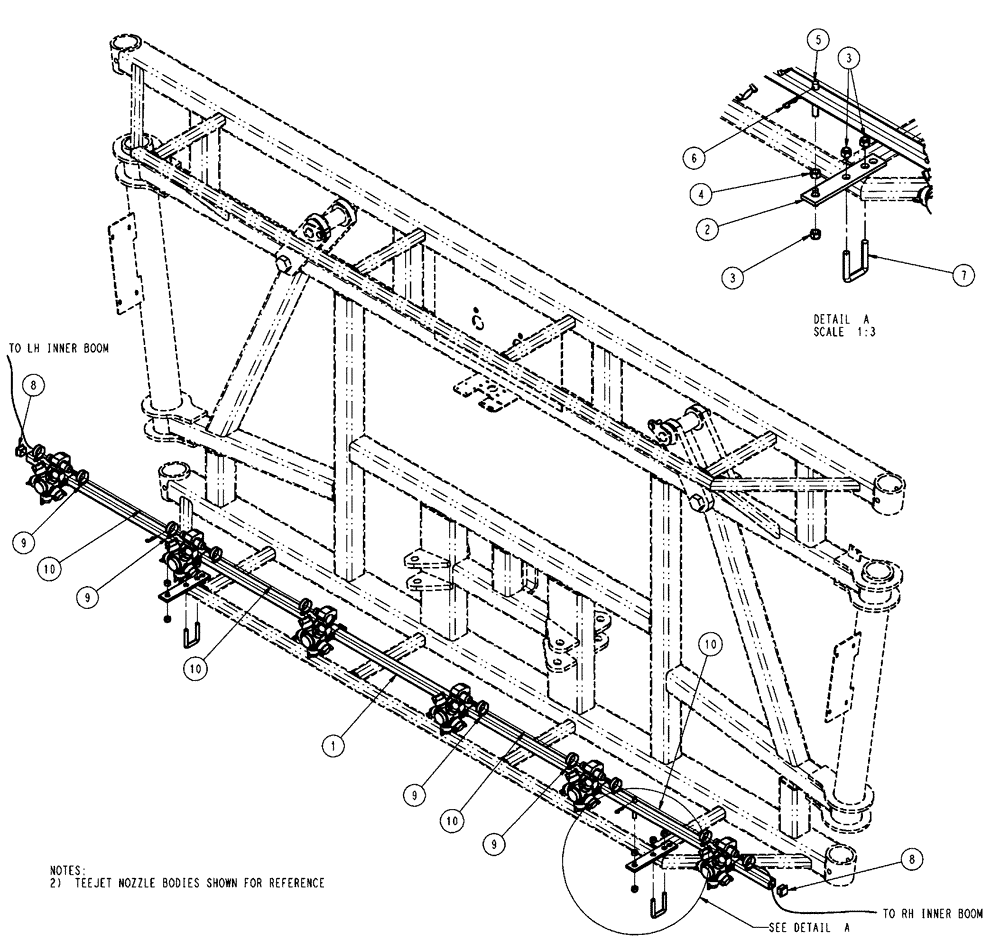 Схема запчастей Case IH SPX4410 - (09-046) - BOOM, CENTER SECTION PLUMBING, 6 SECTION, LO-FLOW Liquid Plumbing