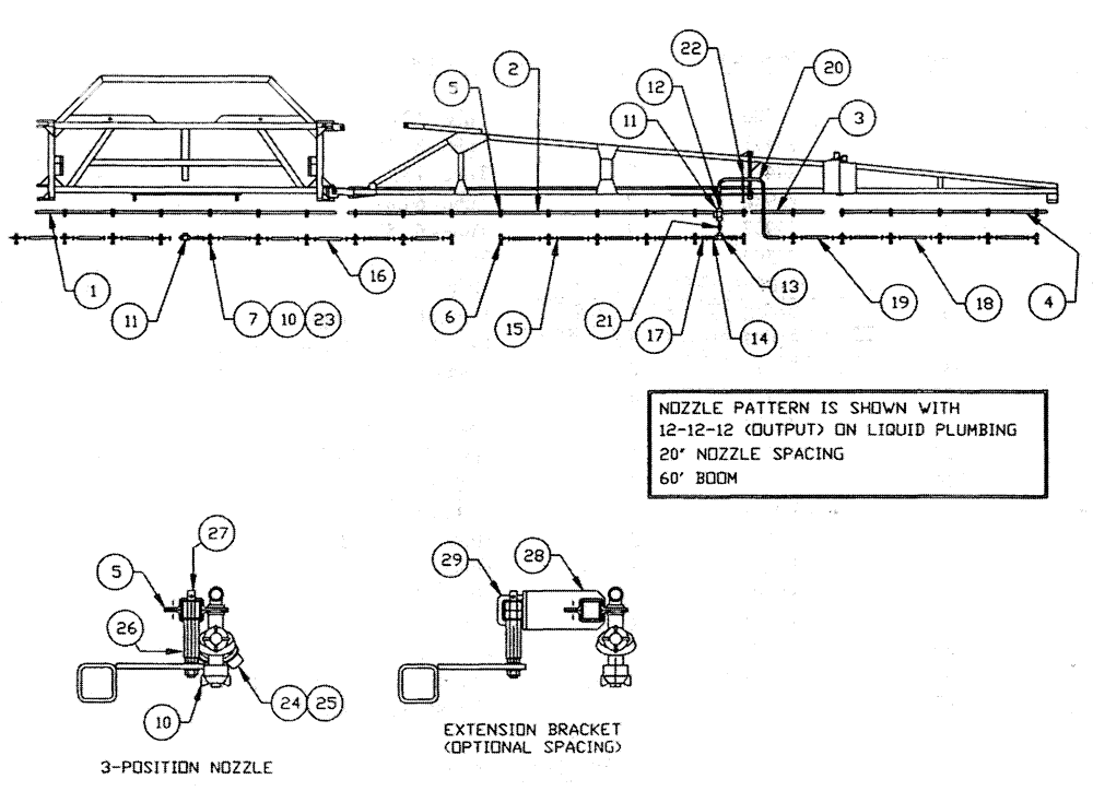 Схема запчастей Case IH TYLER - (08-001) - LIQUID PLUMBING BOOMS (60) - TYLER SPRAYER Liquid Plumbing